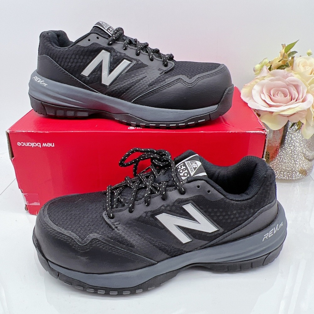 New Balance 589v1 Steel Toe Shoes Sneaker Black Gray Men's 7 4E Extra Wide *Work